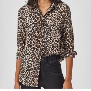 aerie Women’s Leopard Print Button-Down Shirt in Brown and Black